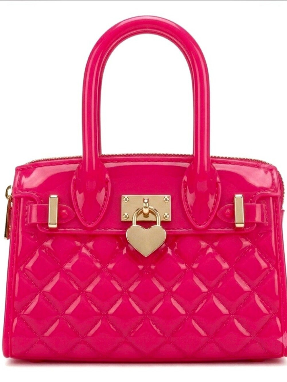 "Jelly" mini satchel / crossbody bag Diamond pattern 5x7" Cherry red, quilted